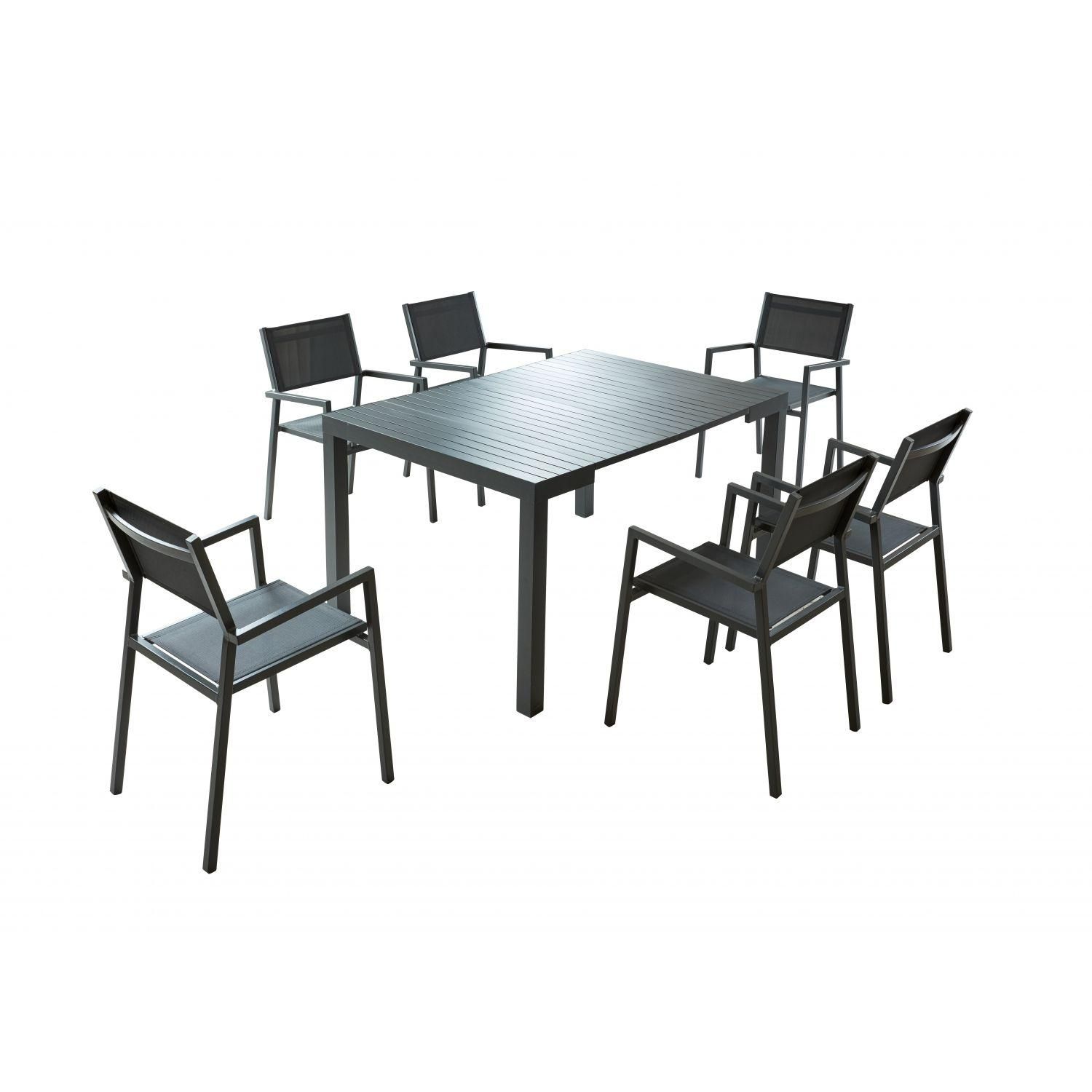 Olhao - Console Extensible Aluminium + 6 Chaises - 2