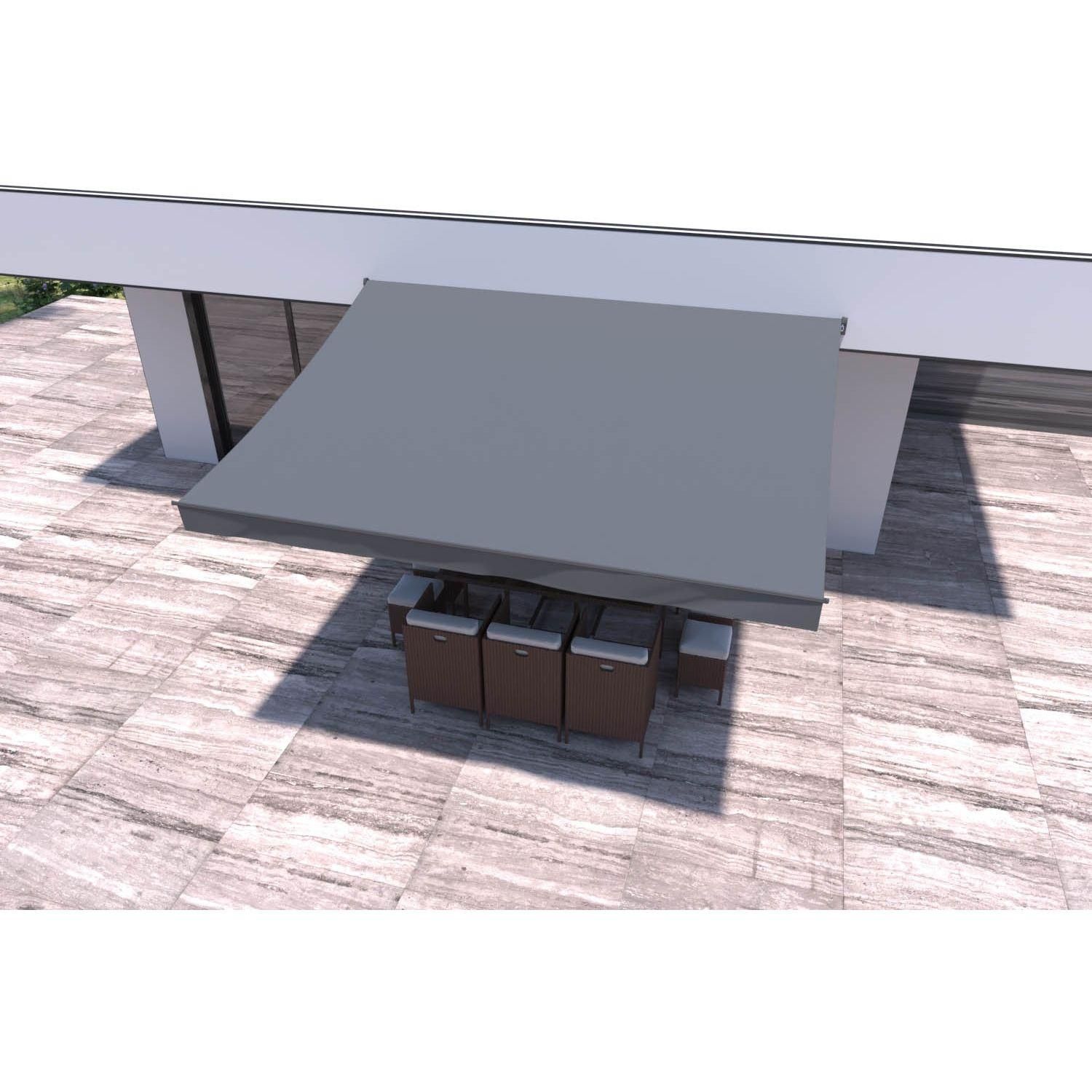 Adro - Store Banne Manuel 4x3m Gris Polyester - 2
