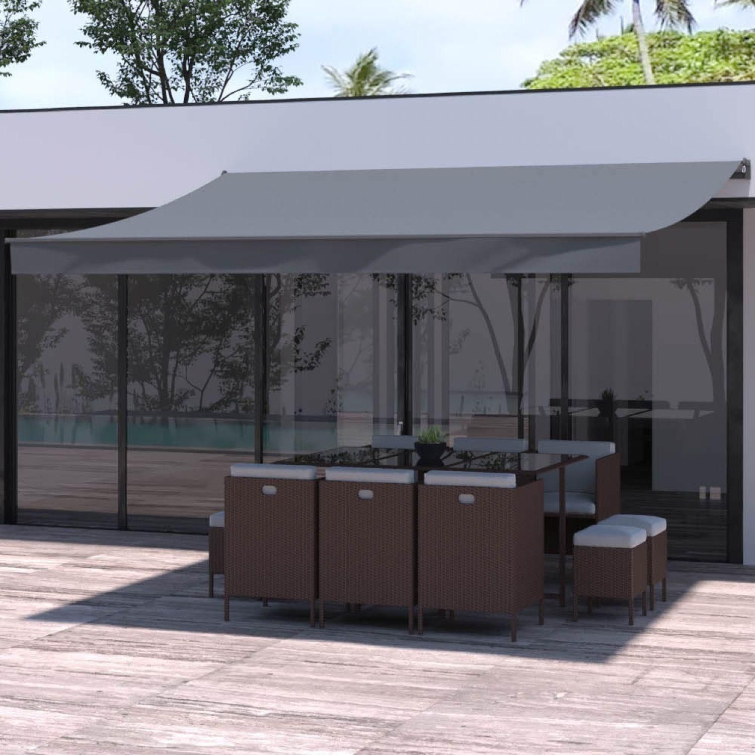 Adro - Store Banne Manuel 4x3m Gris Polyester - 5