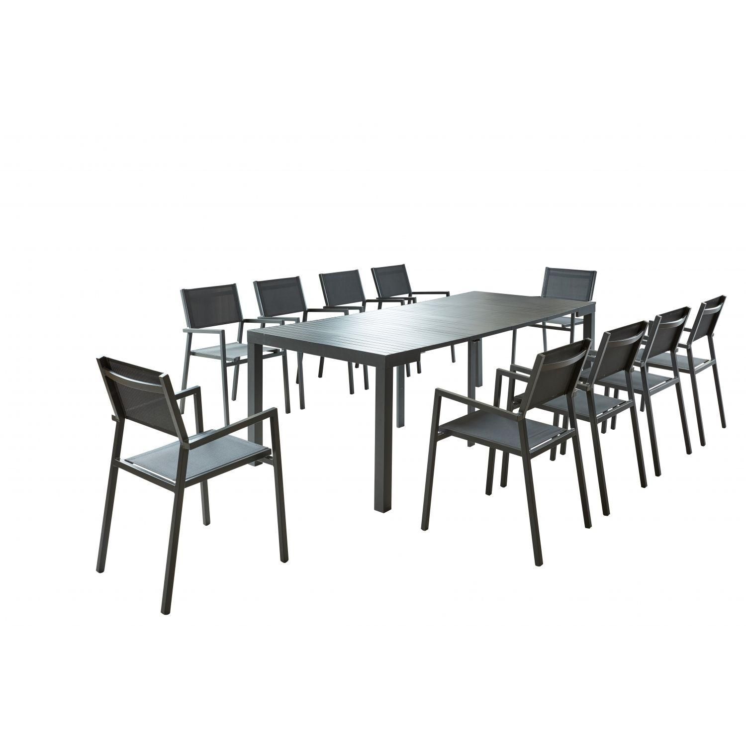 Olhao - Console Extensible Aluminium + 10 Chaises - 2
