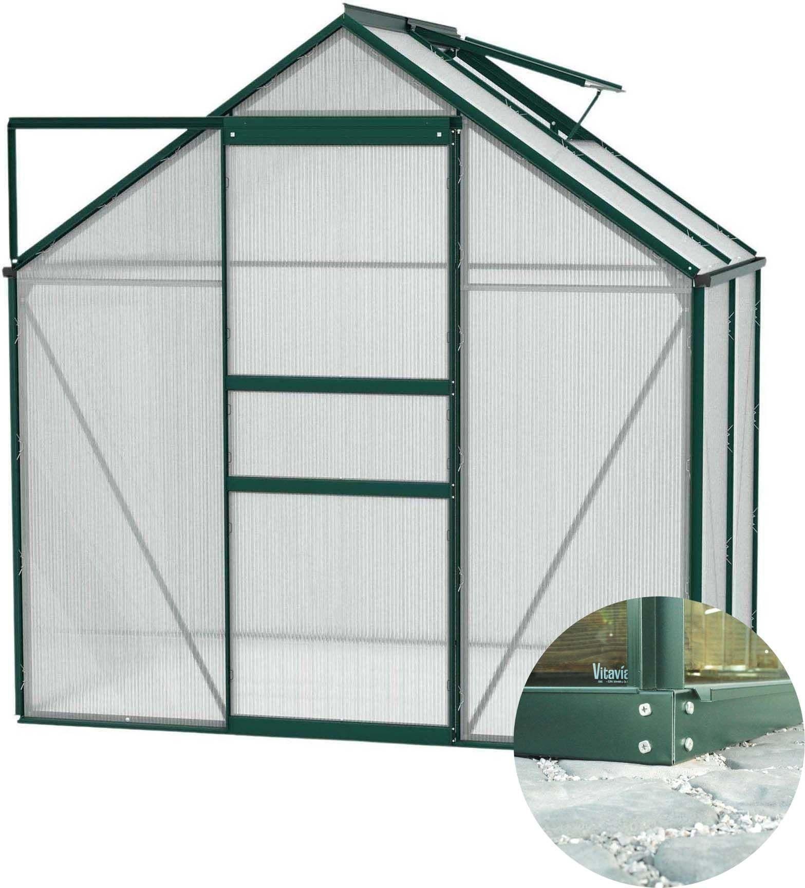 Serre De Jardin En Polycarbonate 6 Mm Et Aluminium Vert meraude Avec Embas...