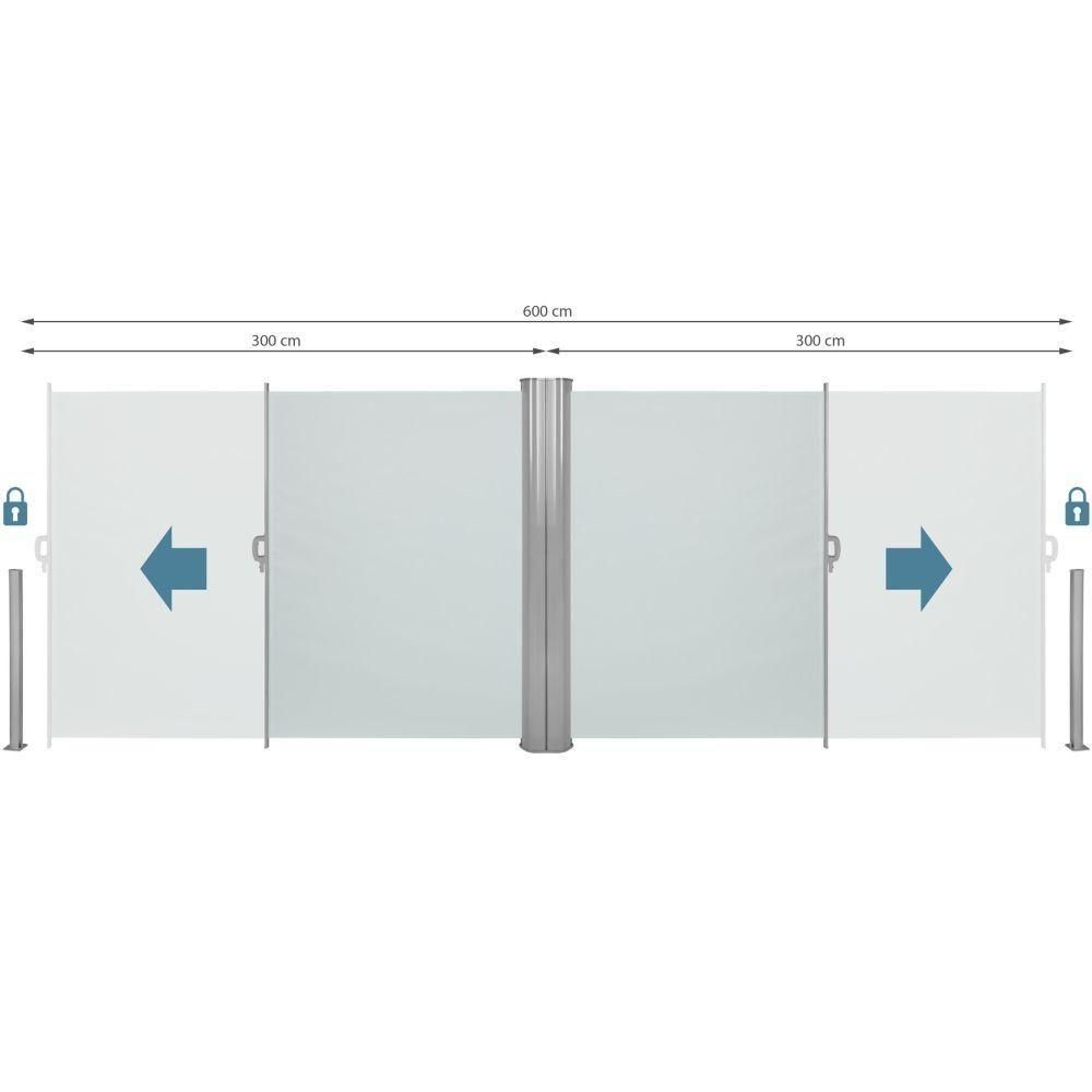 Auvent Store Latral Brise-Vue Paravent Rtractable Double Gris 160 X 600 C... - 2