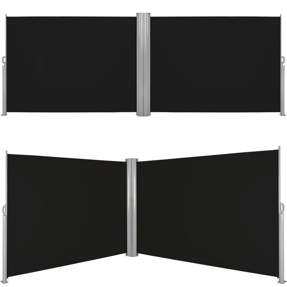 Auvent Store Latral Brise-Vue Paravent Rtractable Double Noir 180 X 600 C... - 4