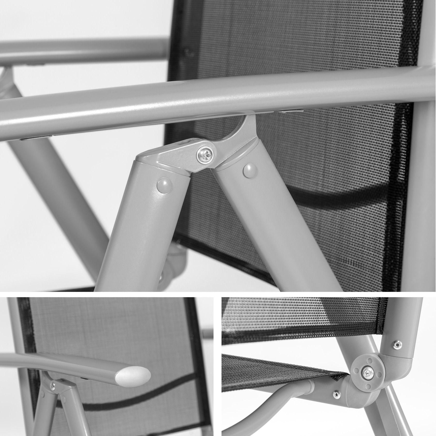 Lot De 6 Chaises De Jardin Pliantes - Noir/Gris - 5