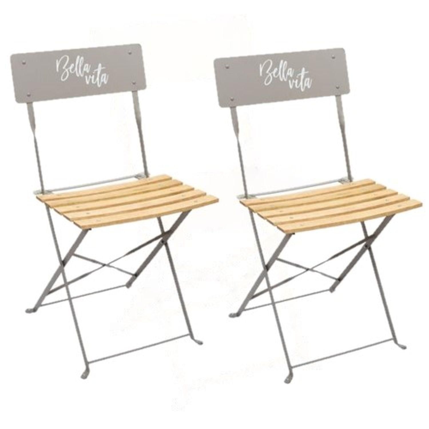 Lot De 2 Chaises Pliantes Bella Vita - Taupe