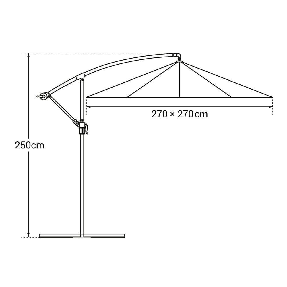 Parasol Dport Molokai Carr 2,7x2,7m Gris - 2