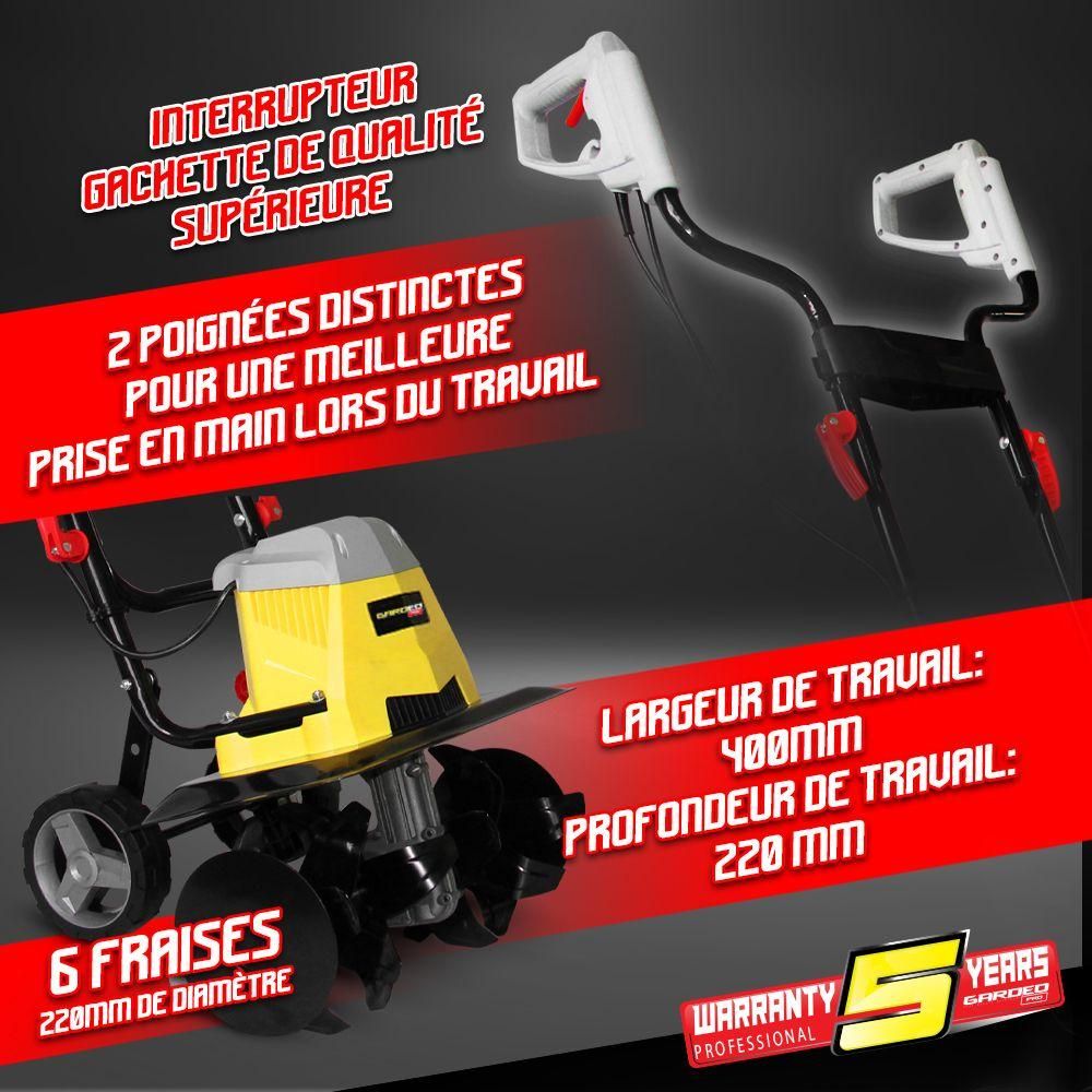 Motobineuse Electrique 1500W 6 Fraises Gardeo - 4