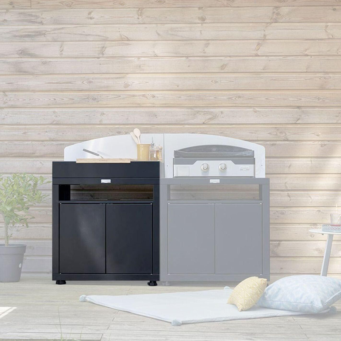 Meuble De Cuisine Ext�rieure Avec Tablette En Acier Noir - 2