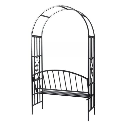 Gloriette De Jardin Noire Avec Banc - 3