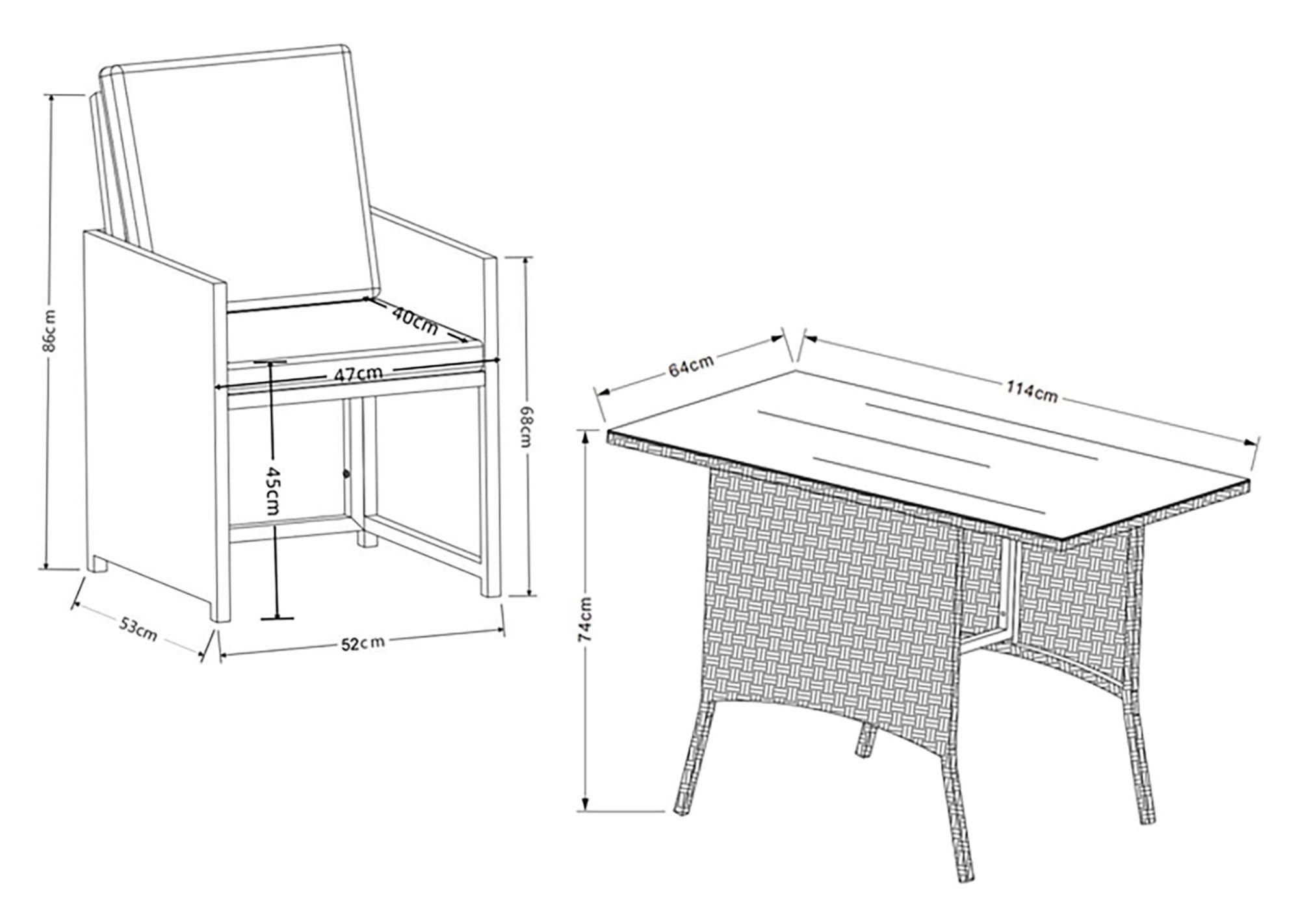 Vcm 3 Pcs. Salon De Jardin Balcon Set Meubles De Jardin Verre Table Chaises... - 4