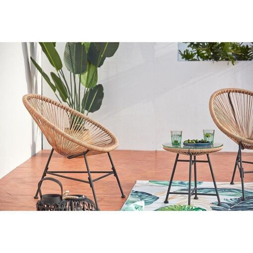 Acapulco Beige 2 Chaises Et 1 Table
