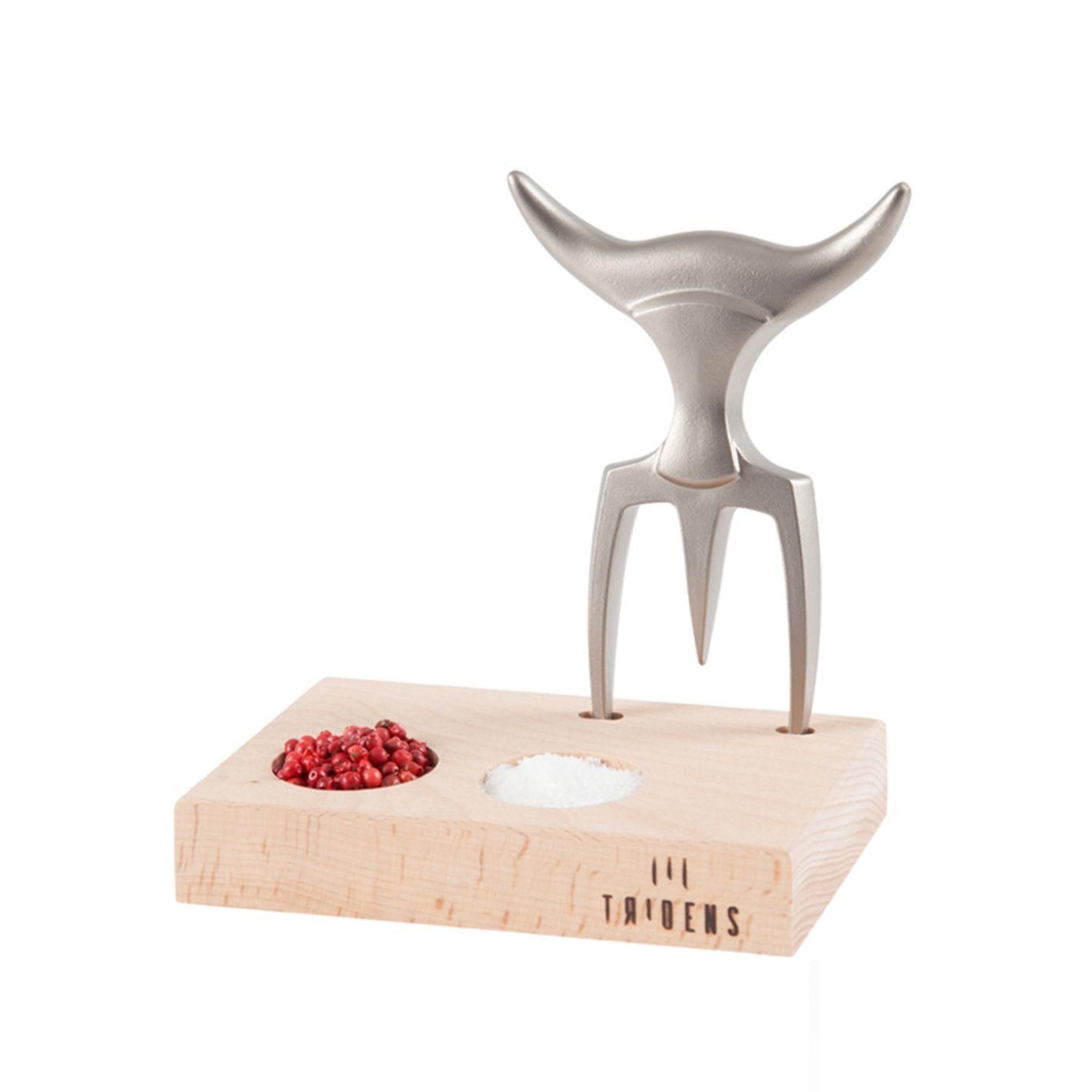 Fourchette  viande Tridens brute + Socle en htre - 3