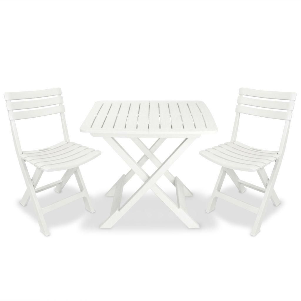 Ensemble Table Et 2 Chaises Camping Balcon - Blanc