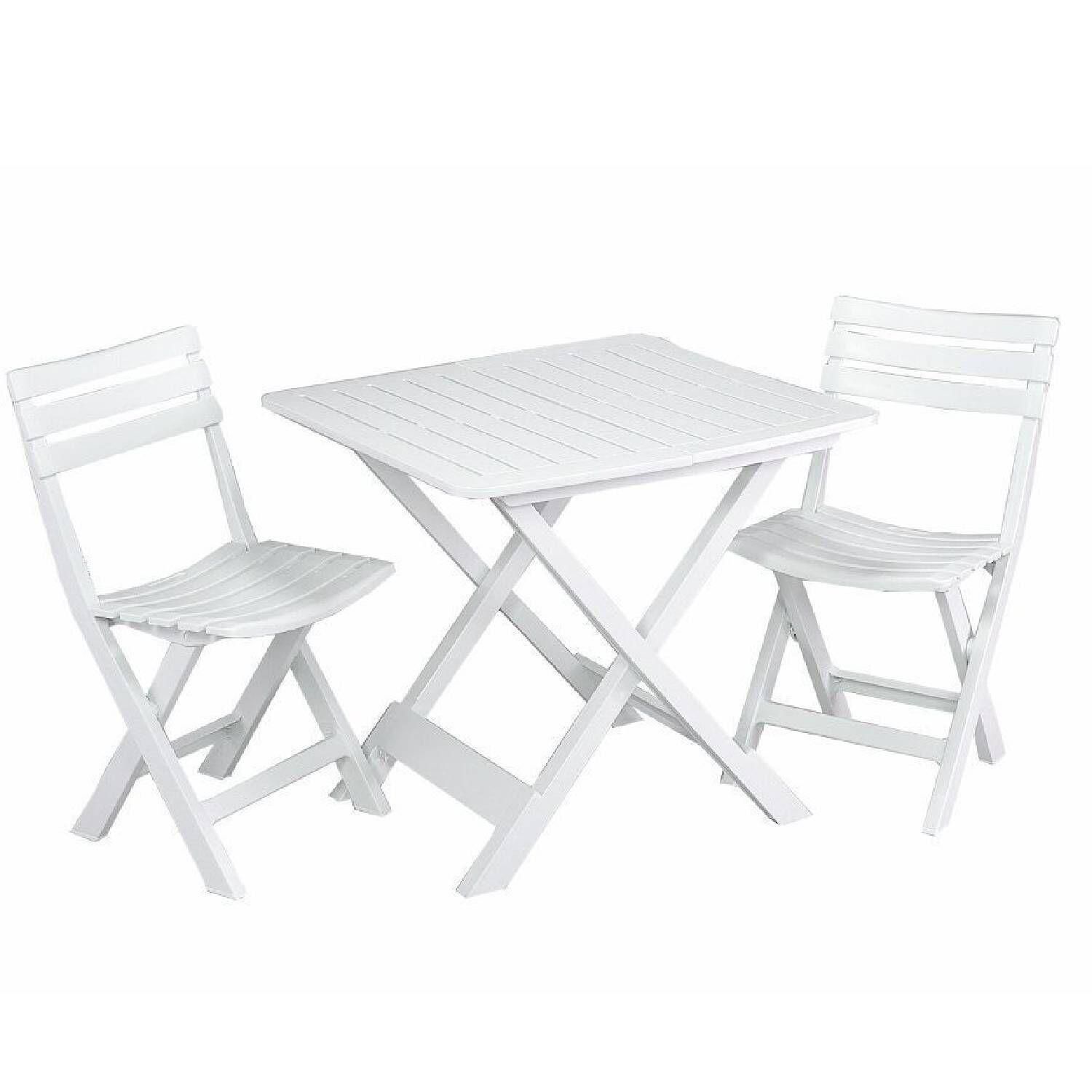 Ensemble Table Et 2 Chaises Camping Balcon - Blanc - 6