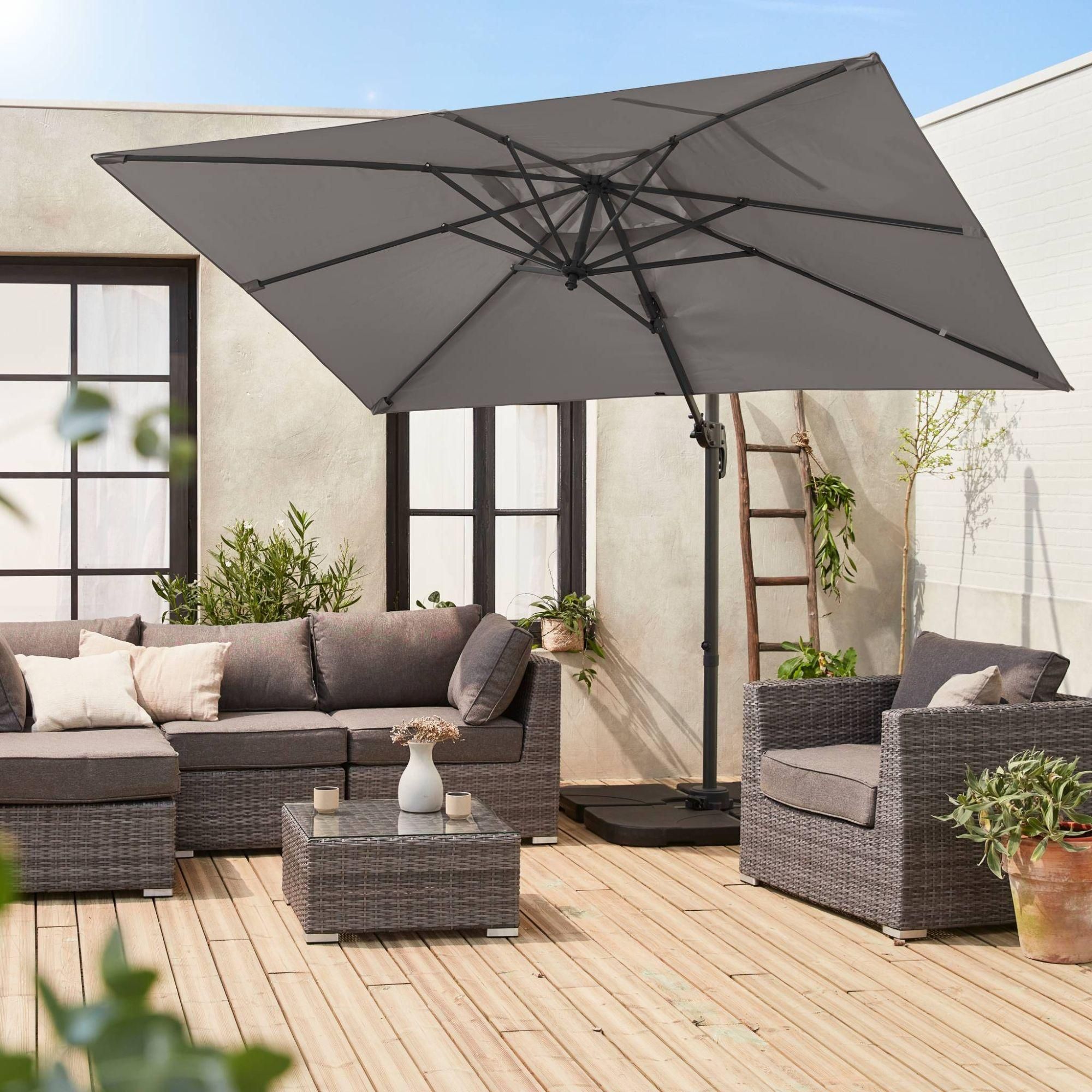 Parasol D�port� Rectangulaire 2x3m Antibes Gris Parasol Excentr� Inclinable... - 3