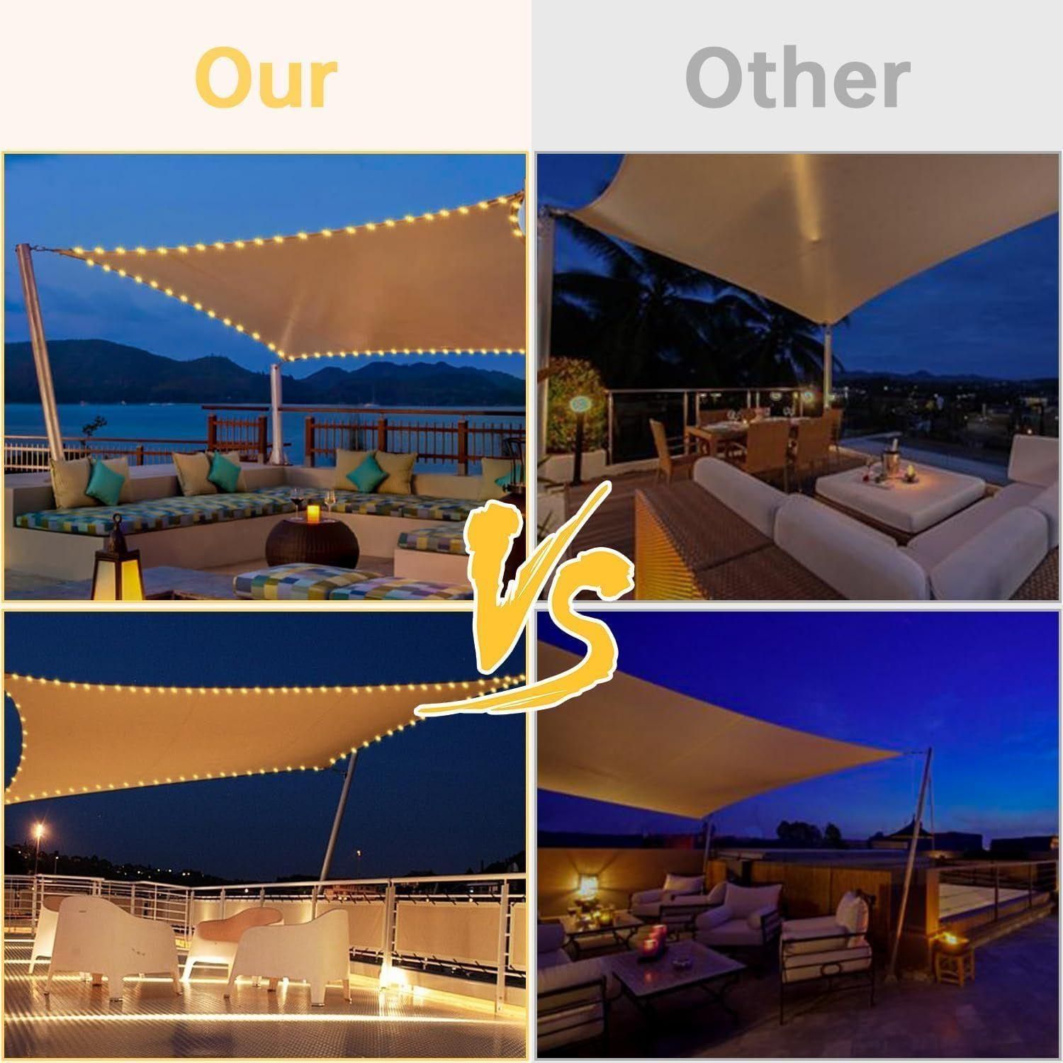Voile D'ombrage Impermable 3 X 4 M, Avec Guirlande Lumineuse Solaire Led I... - 6