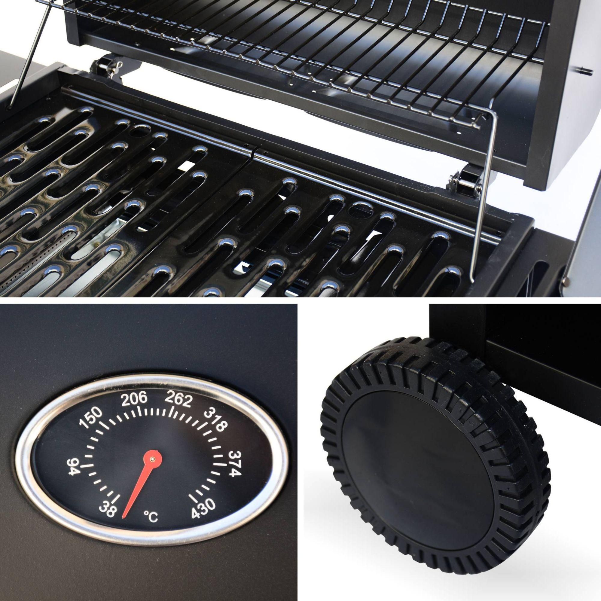 Barbecue Gaz - Treville - Barbecue 3 Brûleurs + 1 Feu Latéral Noir. Avec Th... - 4