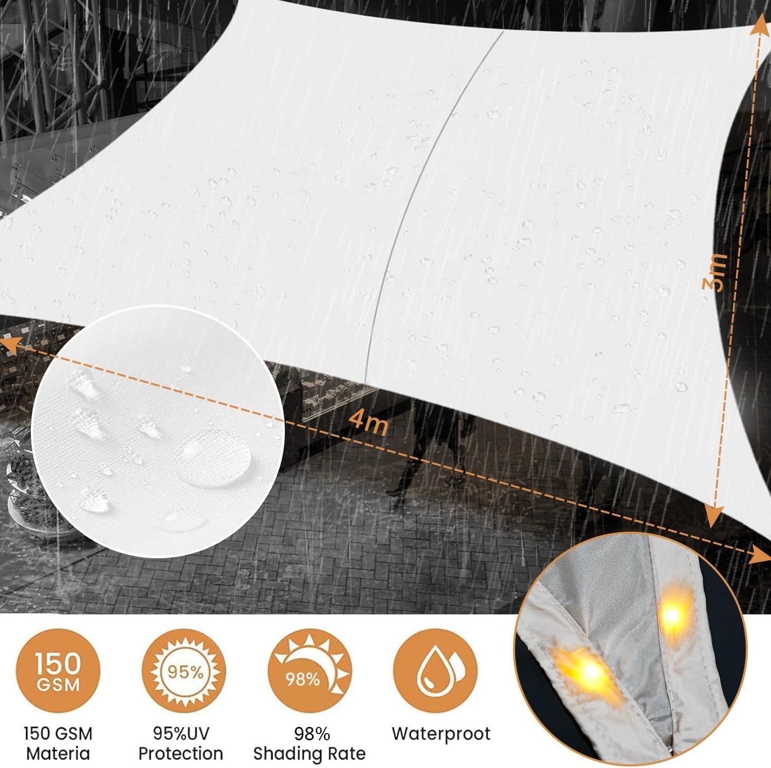 Voile D'ombrage Impermable 3 X 4 M, Avec Guirlande Lumineuse Solaire Led I... - 2