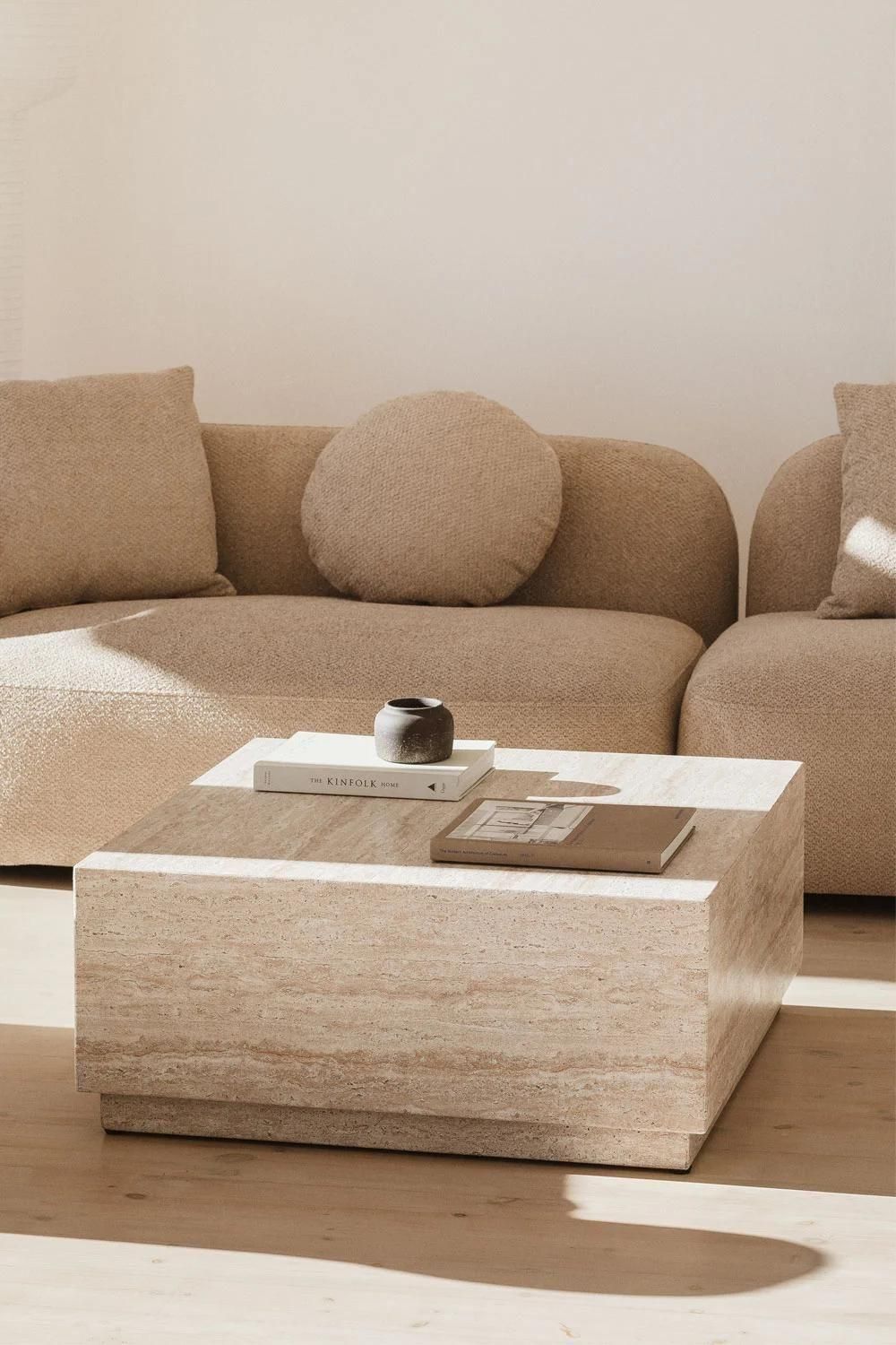 Table Basse En Ciment Aspect Travertin Imala 80 X 80 Cm - 2