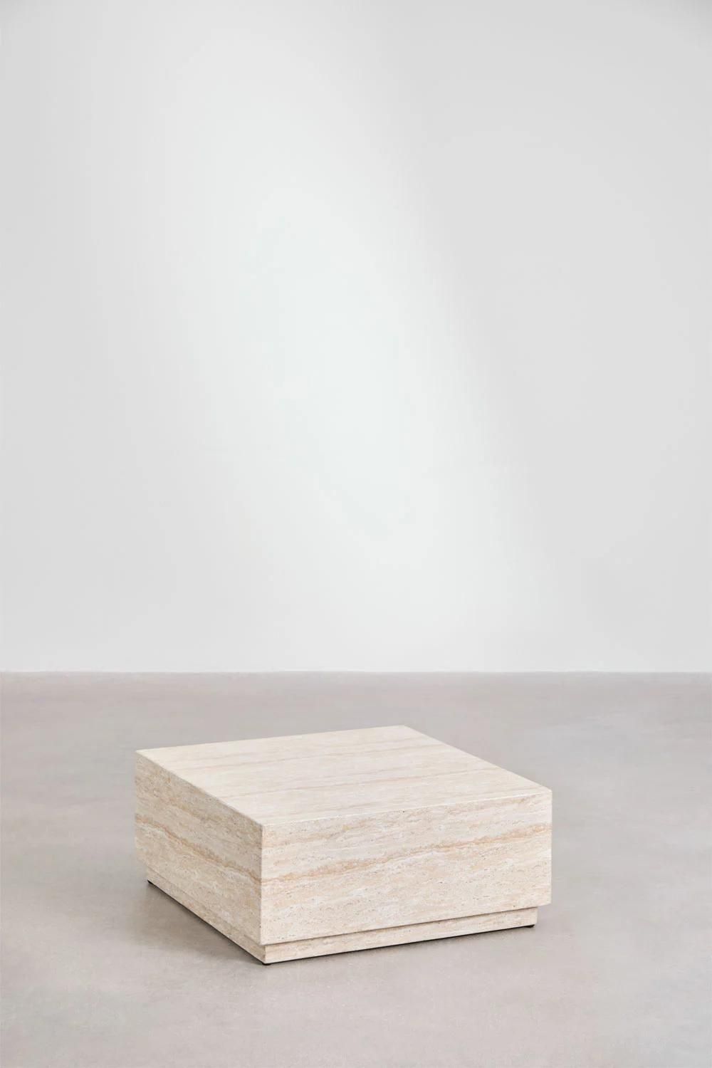 Table Basse En Ciment Aspect Travertin Imala 80 X 80 Cm - 5