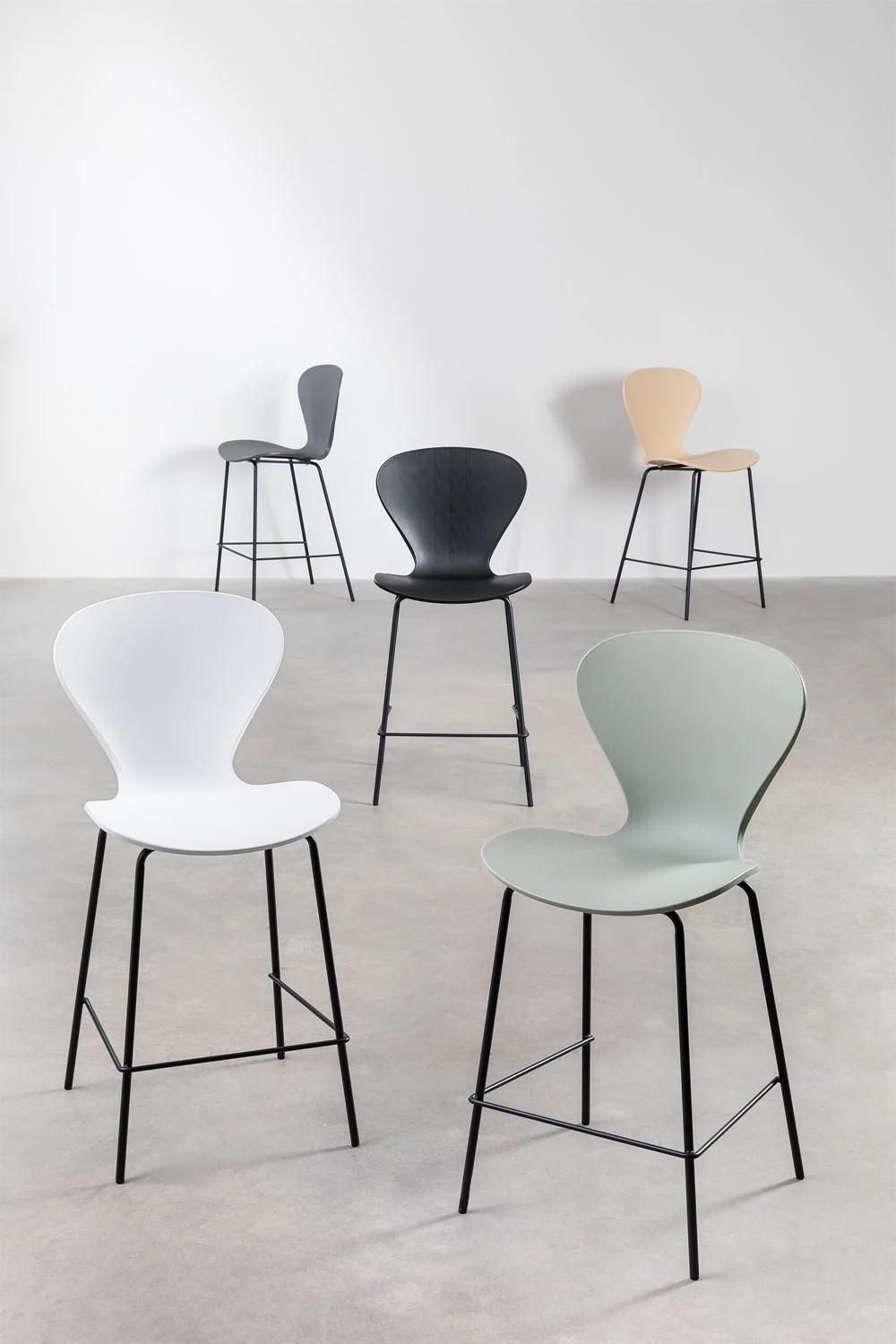 Pack De 2 Tabourets Hauts Uit Blanc Noir 66 Cm - 8