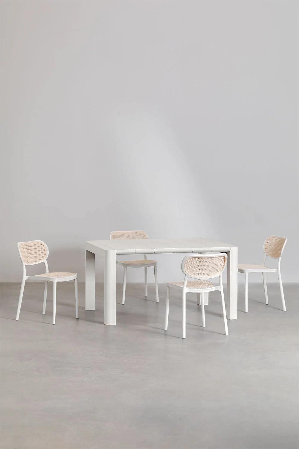 Ensemble Table Rectangulaire Arnadine (140x100 Cm) Et 4 Chaises De Salle  ... - 3
