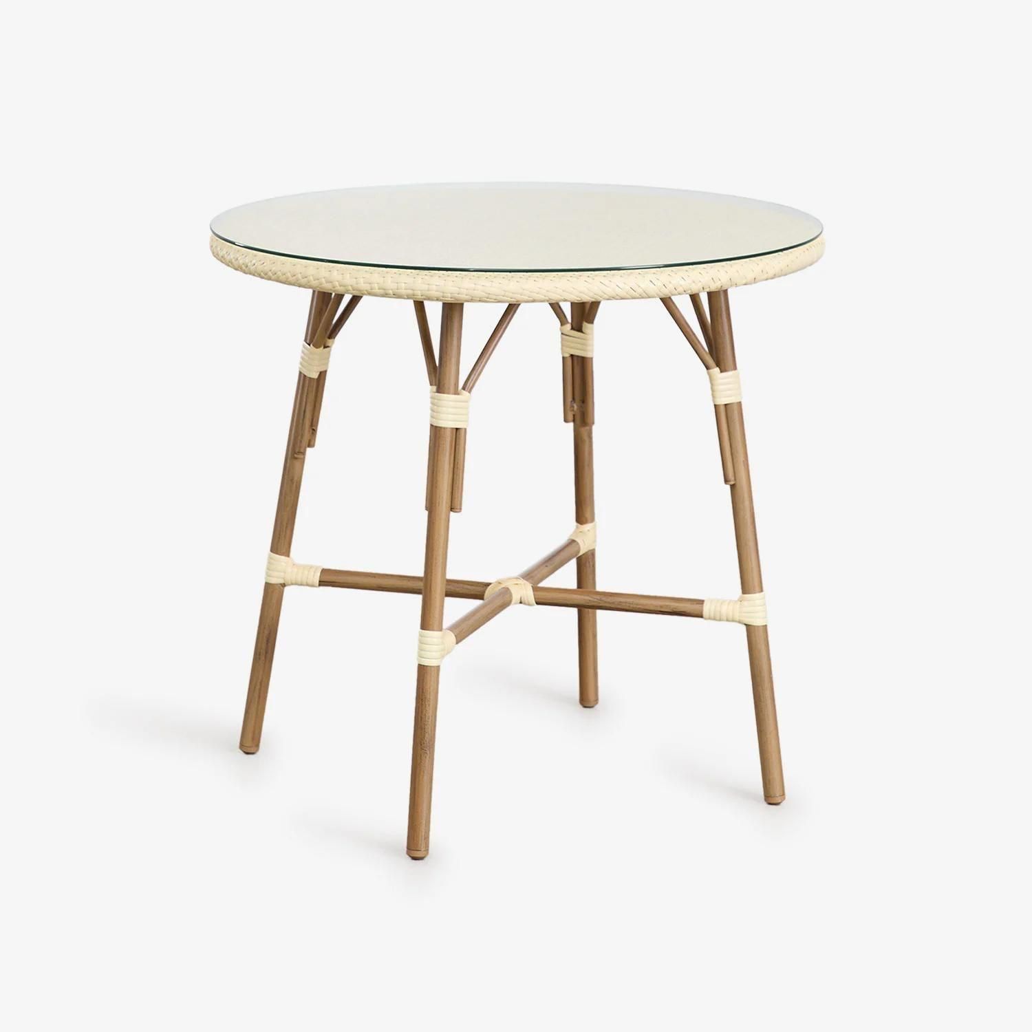 Table  Manger Ronde Brielle Bistro En Aluminium Et Rotin Synthtique (80 ...