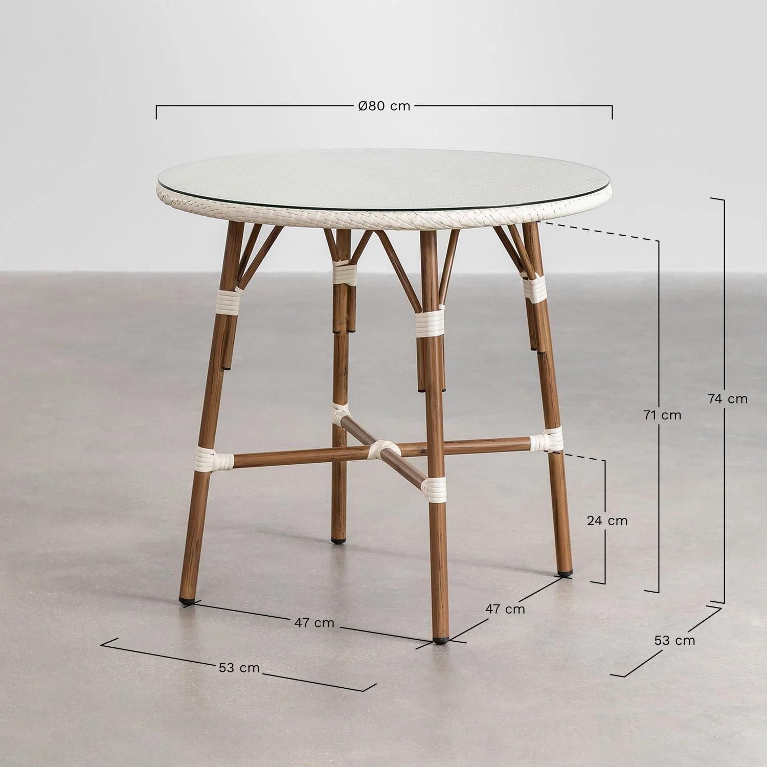 Table  Manger Ronde Brielle Bistro En Aluminium Et Rotin Synthtique (80 ... - 6