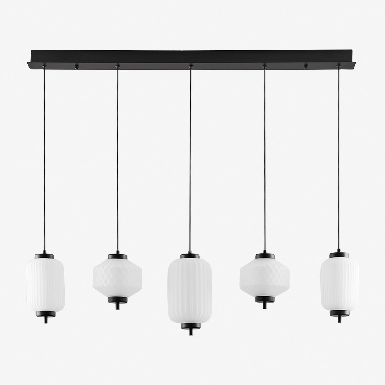 Plafonnier Led En Fer Et Verre Avec 5 Points Lumineux Necsar Noir