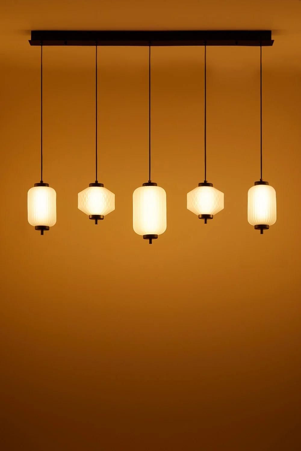 Plafonnier Led En Fer Et Verre Avec 5 Points Lumineux Necsar Noir - 3