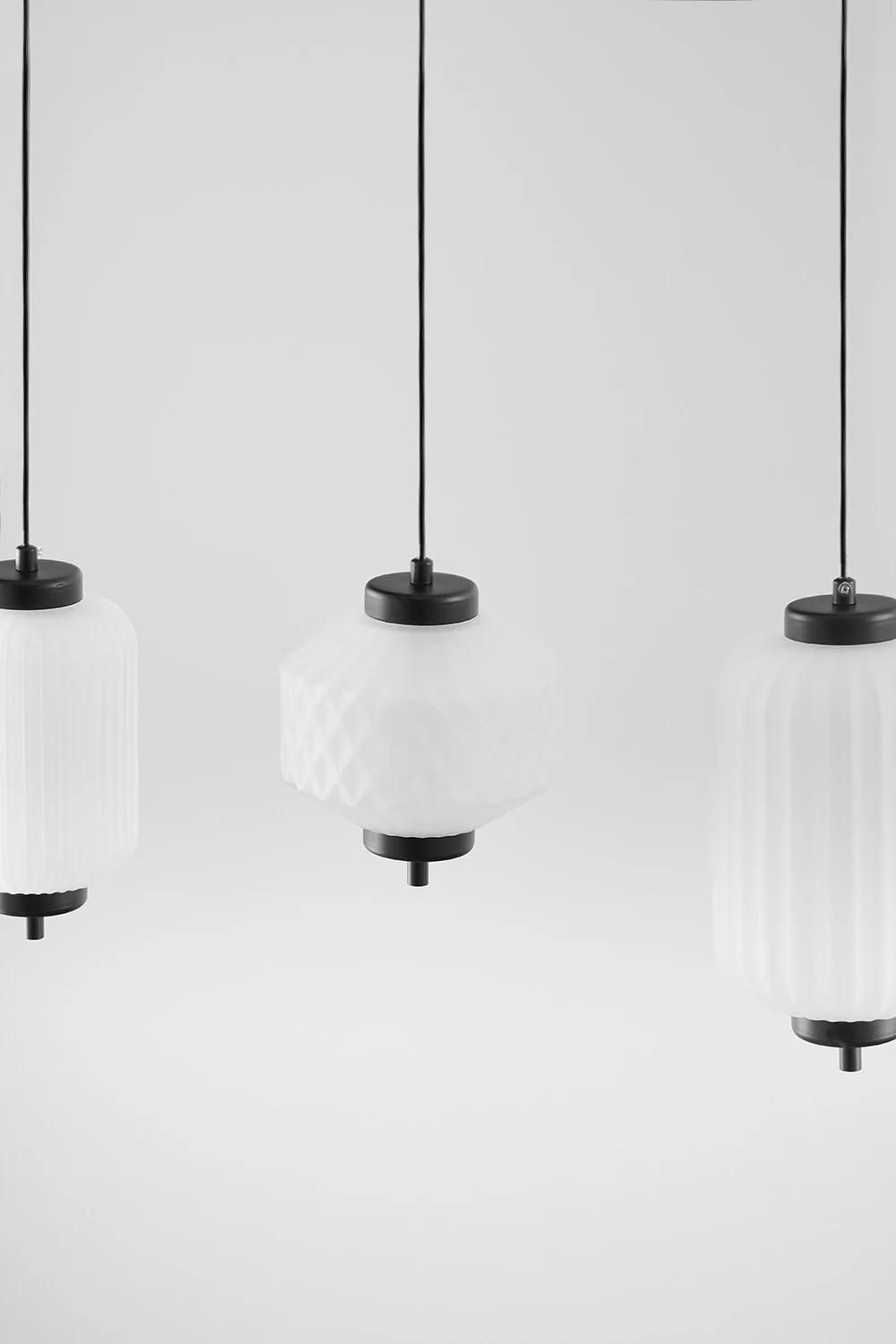 Plafonnier Led En Fer Et Verre Avec 5 Points Lumineux Necsar Noir - 4