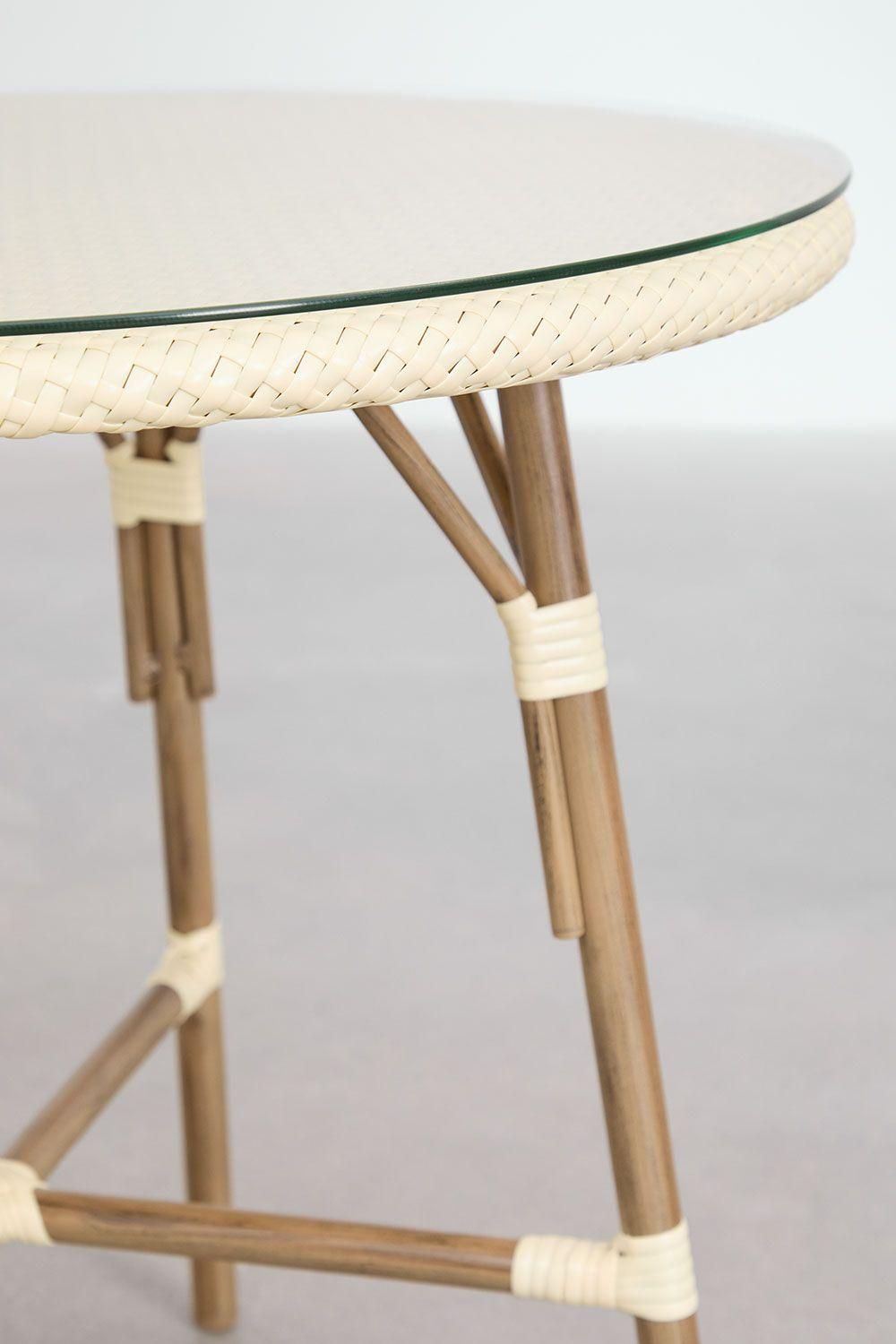 Ensemble Table Ronde 80 Cm Brielle Bistro Et 4 Chaises Empilables En Rotin... - 5