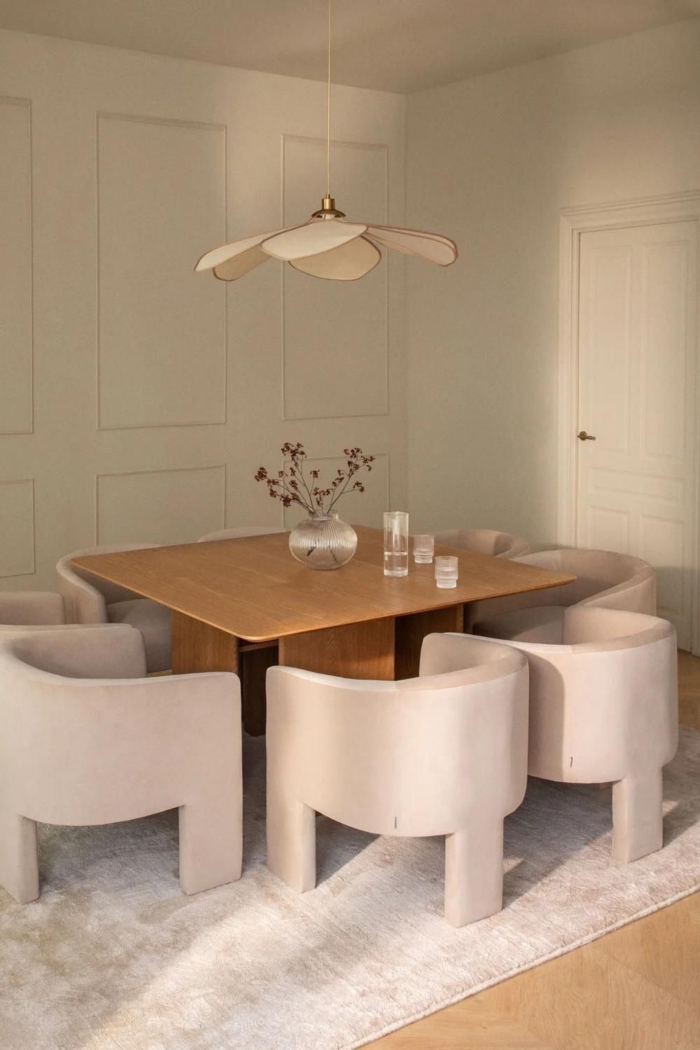 Ensemble Table Carre En Mdf Et Placage Frne (140x140 Cm) Ginger Et 8 Chai... - 2