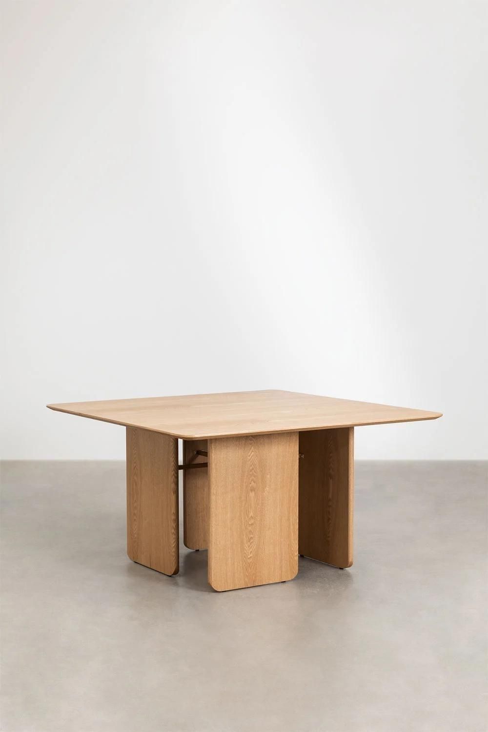 Ensemble Table Carre En Mdf Et Placage Frne (140x140 Cm) Ginger Et 8 Chai... - 4