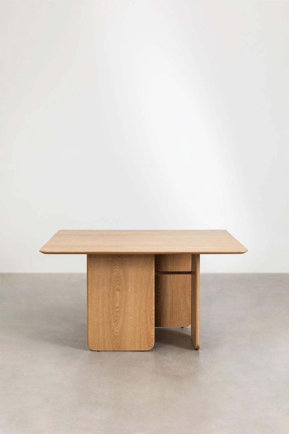 Ensemble Table Carre En Mdf Et Placage Frne (140x140 Cm) Ginger Et 8 Chai... - 5