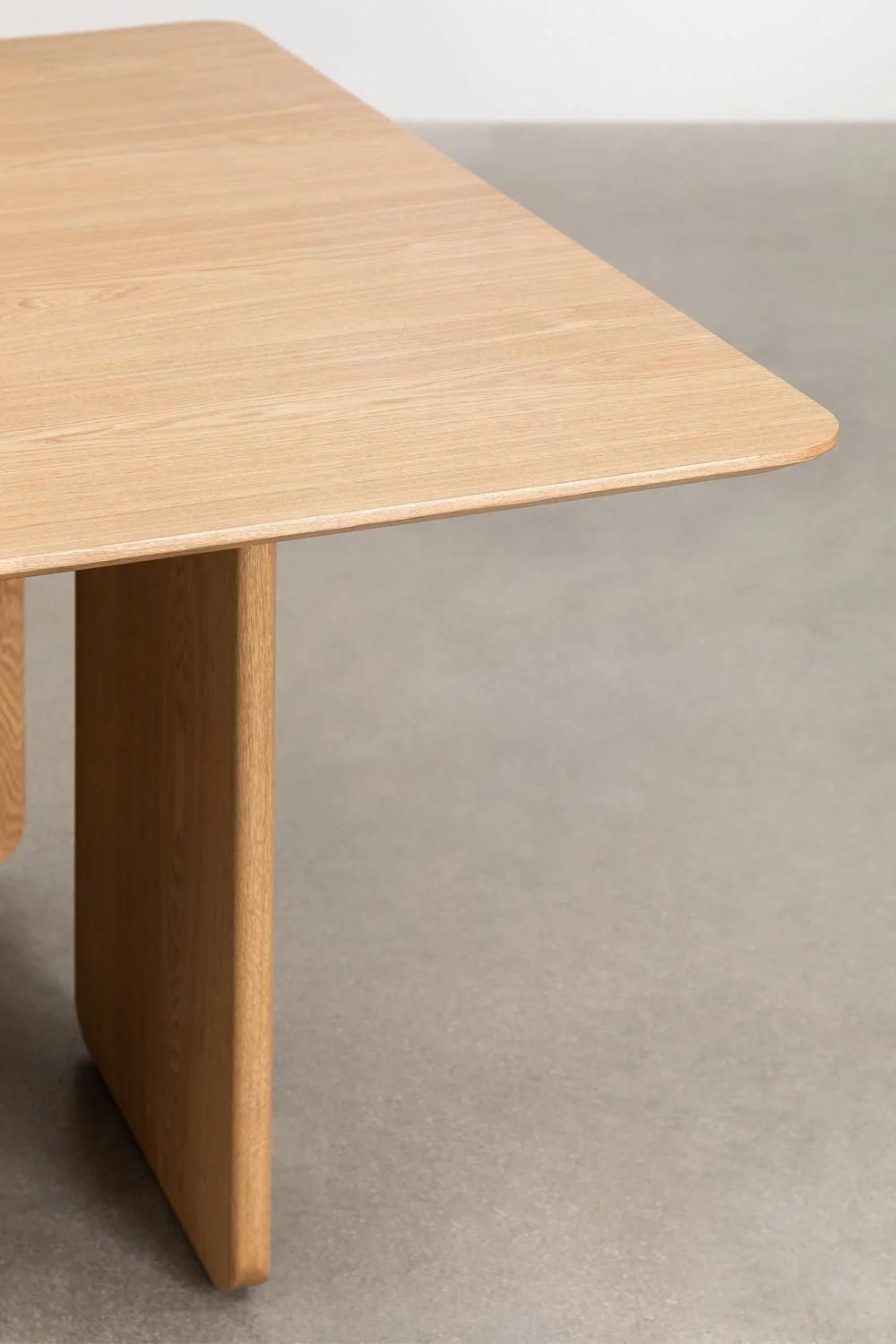 Ensemble Table Carre En Mdf Et Placage Frne (140x140 Cm) Ginger Et 8 Chai... - 6