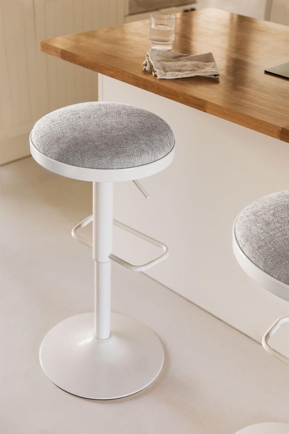 Pack De 2 Tabourets Hauts Rglables En Mtal Et Tissu Igarasi Blanc - Gris ... - 2