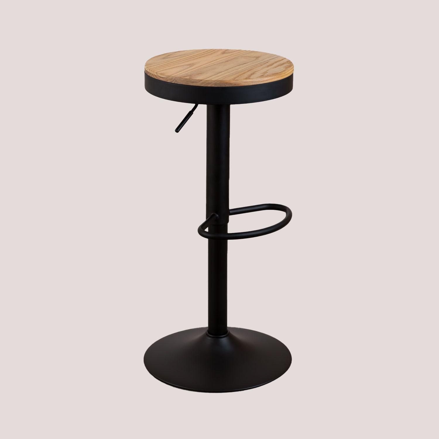Pack De 2 Tabourets Hauts Rglables En Acier Et Bois D'orme Bardder Noir