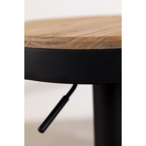 Tabouret Haut R�glable En Acier Et Bois D'orme Bardder Noir - 7