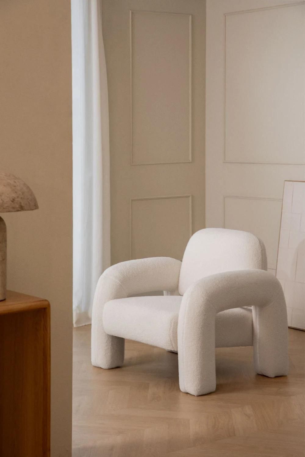 Fauteuil En Chenille Nicxon Blanc - 2