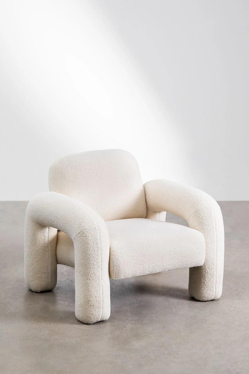 Fauteuil En Chenille Nicxon Blanc - 3