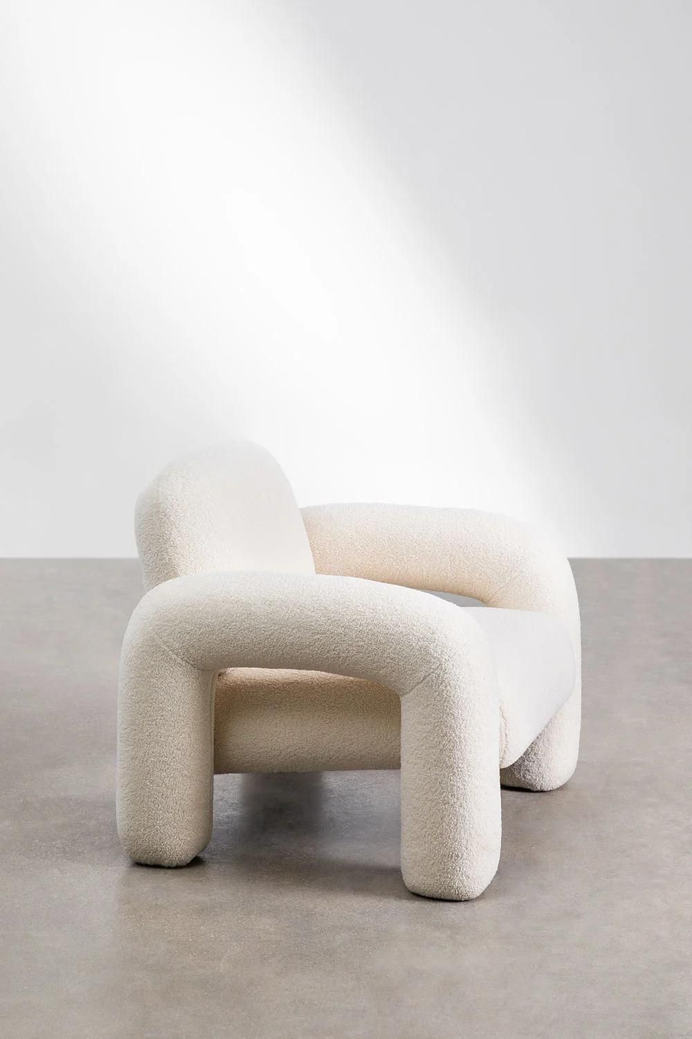 Fauteuil En Chenille Nicxon Blanc - 4
