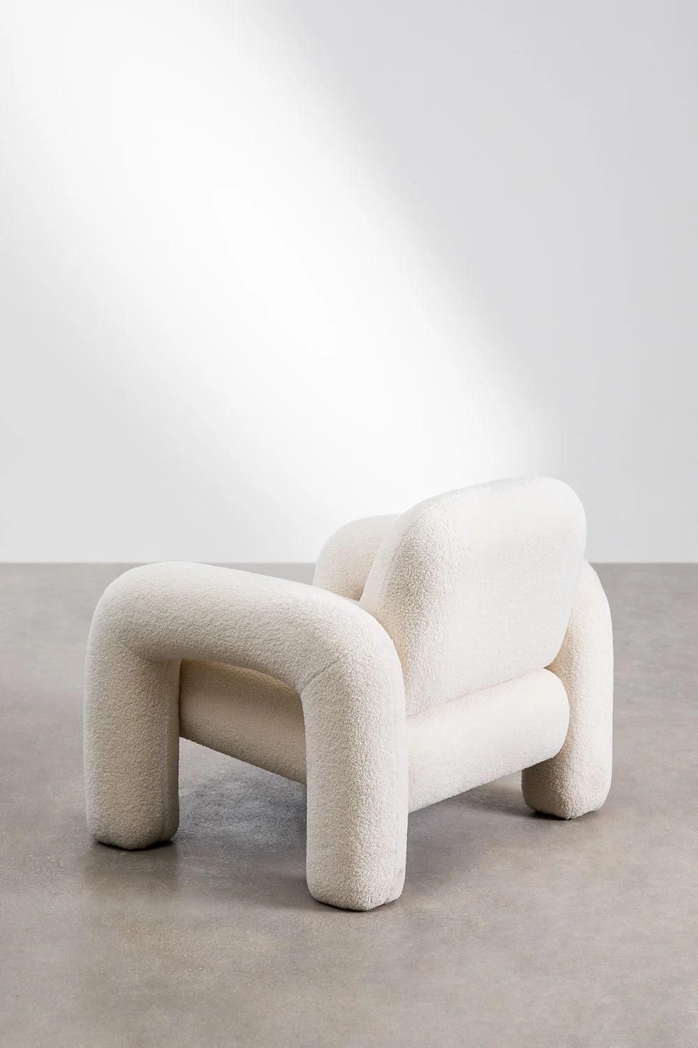 Fauteuil En Chenille Nicxon Blanc - 5