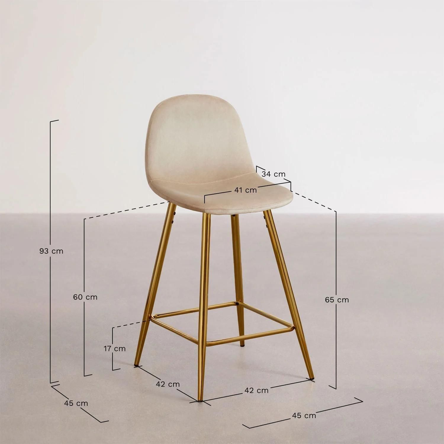 Pack De 2 Tabourets Hauts En Velours Glamm Dor 65 Cm - 8
