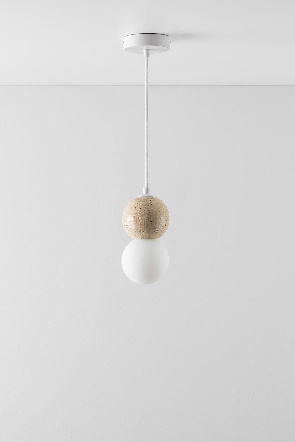 Plafonnier Boule De Cristal En Travertin Davise Blanc - 4
