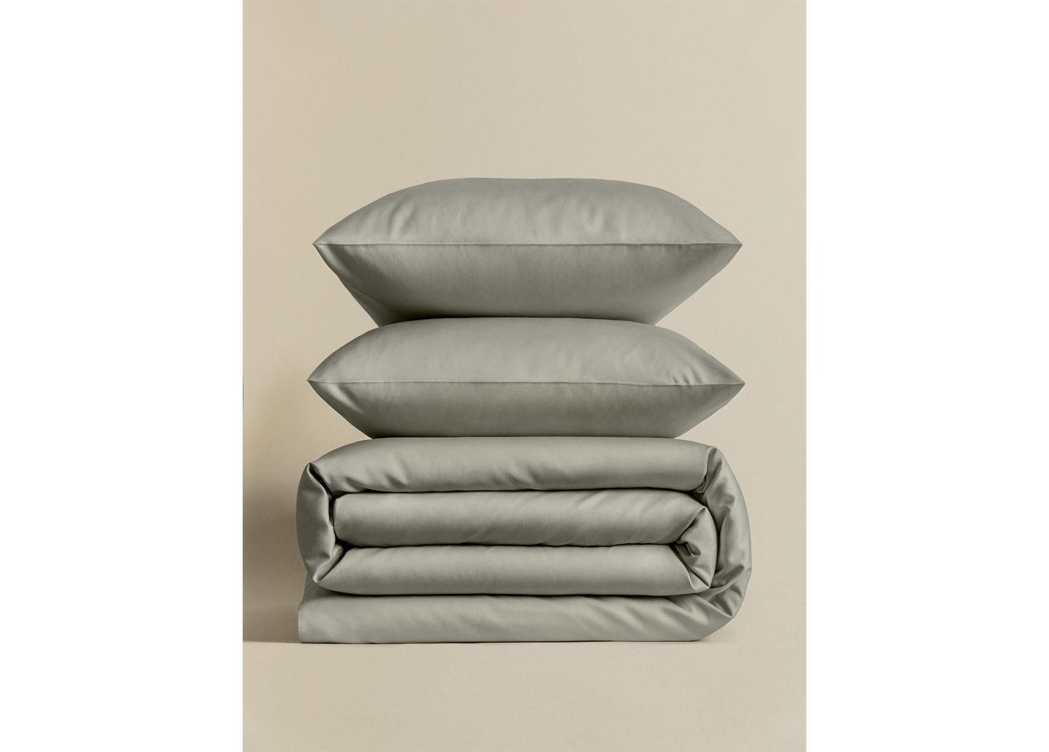 Housse De Couette En Satin 300 Fils Sampras Vert Kaki - 4