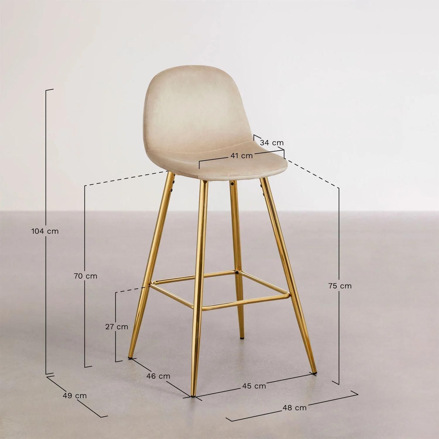 Pack De 2 Tabourets Hauts En Velours Glamm Dor 75 Cm - 8