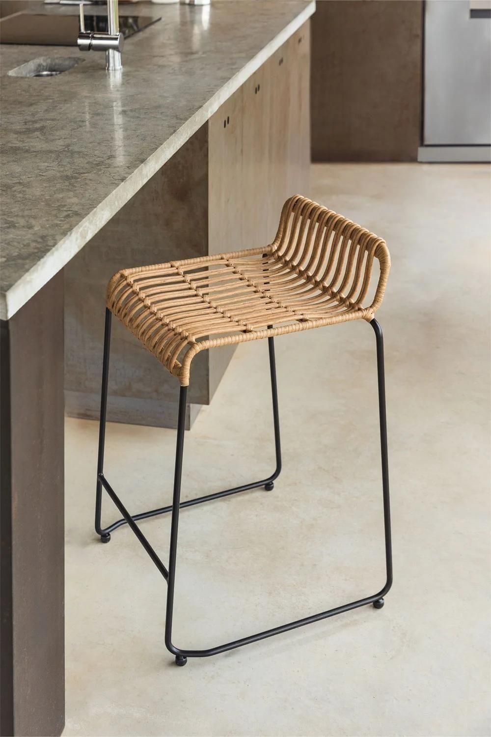Pack De 2 Tabourets Hauts En Rotin Synthtique Aroa Noir ?65 Cm - 2