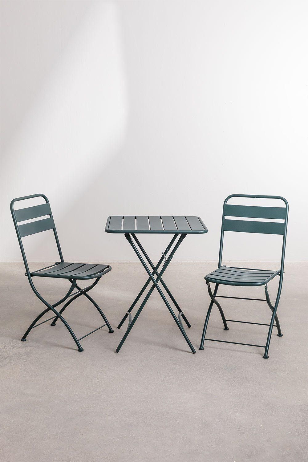 Ensemble Avec Une Table Pliante (60x60 Cm) & 2 Chaises Pliantes Janti Vert ... - 2