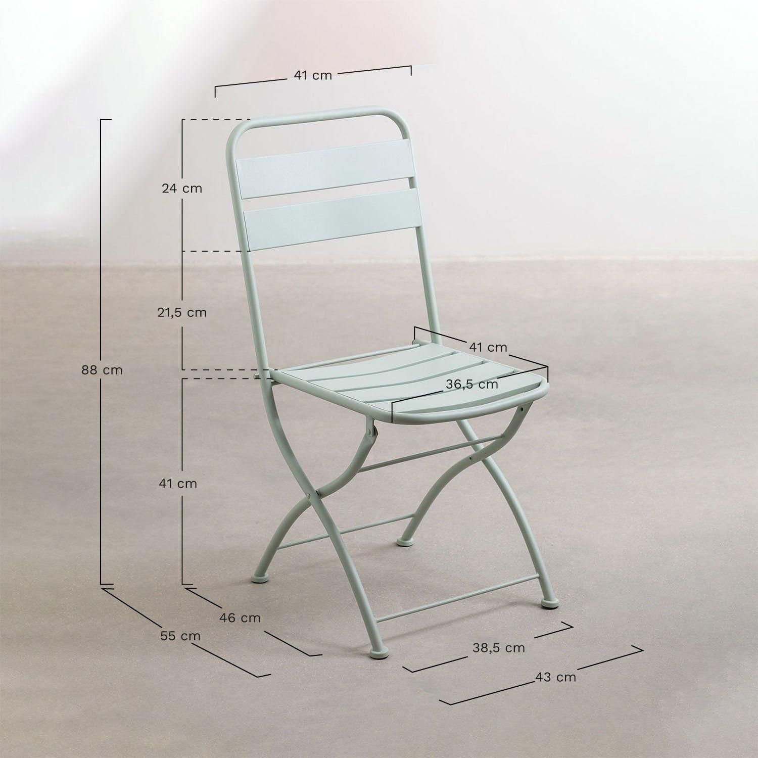 Ensemble Avec Une Table Pliante (60x60 Cm) & 2 Chaises Pliantes Janti Vert ... - 8